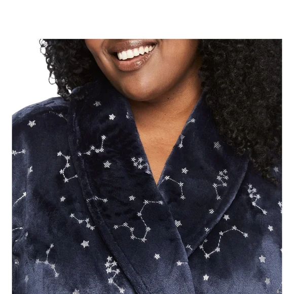Xl Brand New Plus Size Starry Night Blue Robe - Picture 3 of 4